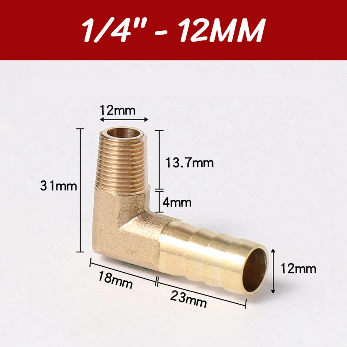 Brass 90° Elbow Barbed Hose Tail Fitting — Male & Female NPT Thread, Air Water