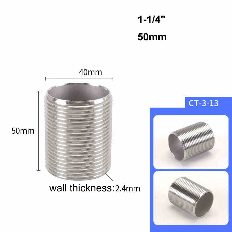 Male Thread Stud Rod A2 Stainless Steel Connector Pipe Fitting — 1/4" to 2"