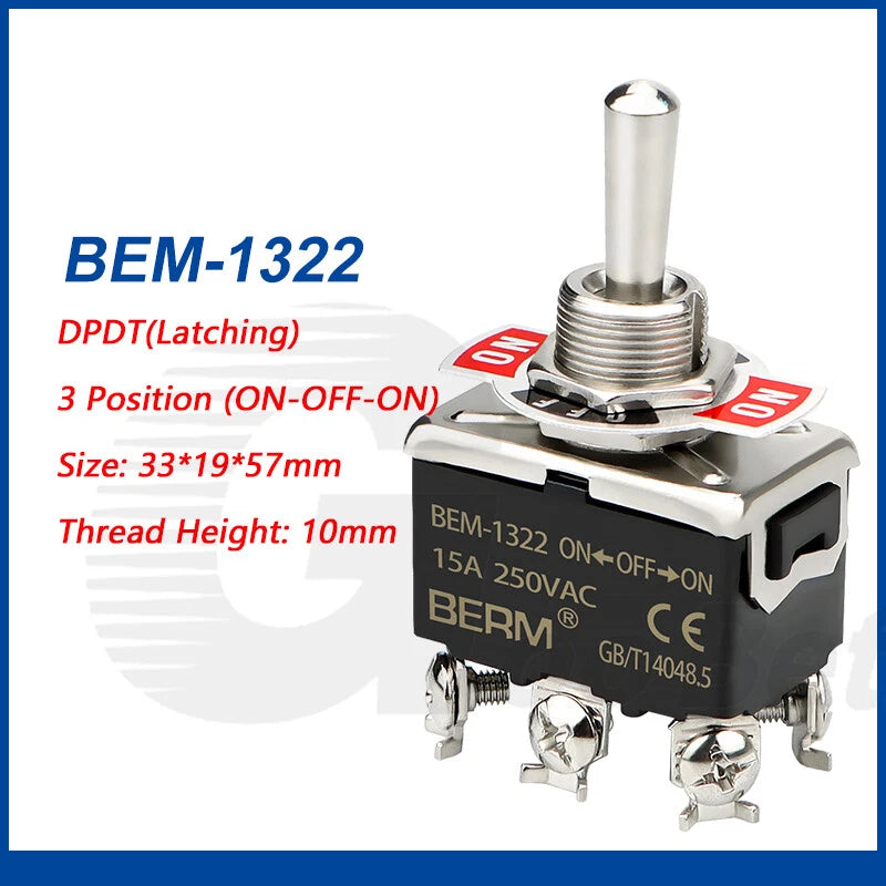 Toggle Switch SPST SPDT DPST DPDT 250V AC 15A — E-TEN & BEM Series with Waterproof Cover