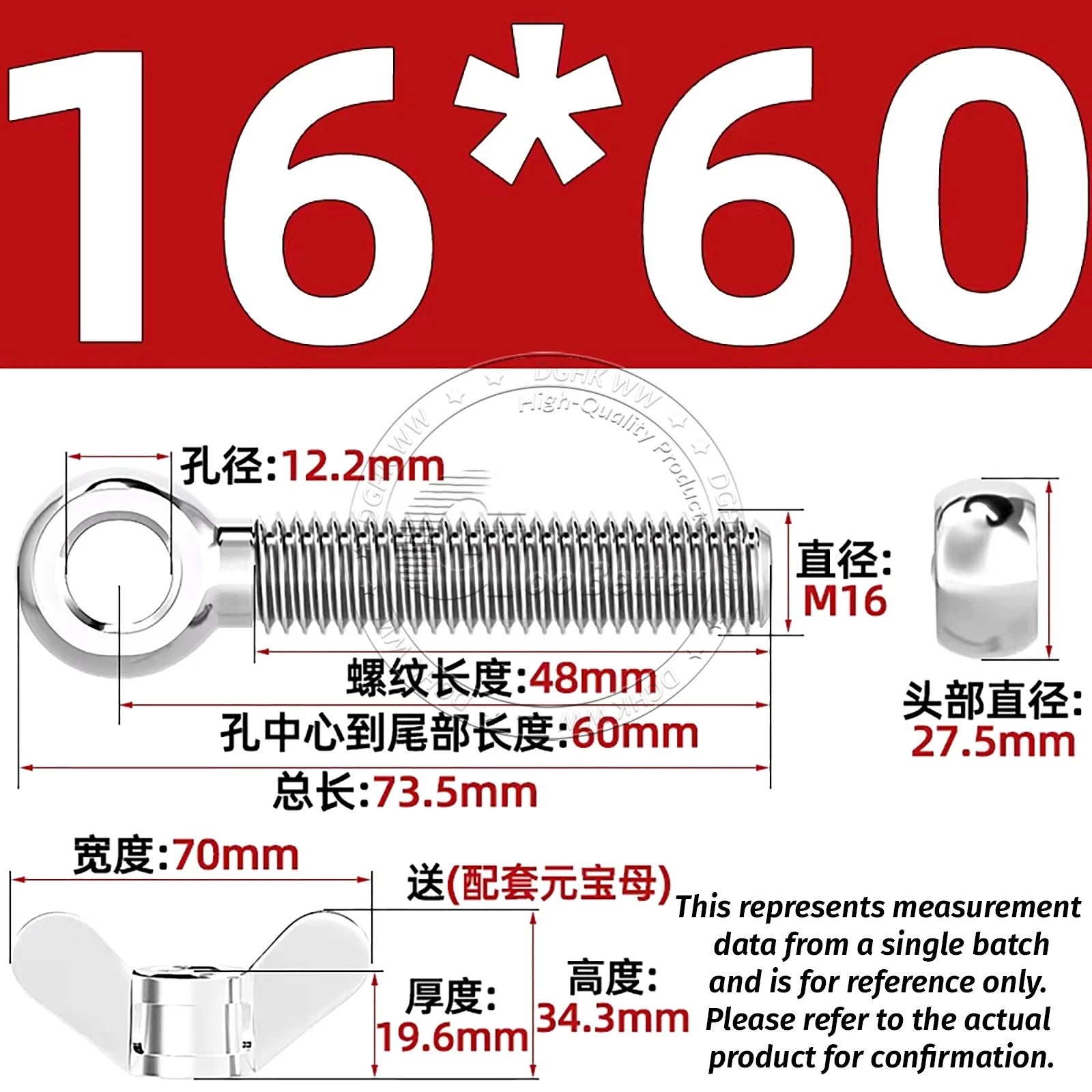 Eye Bolts with Nut — Forged Stainless Steel Threaded Ring Hanging Screws