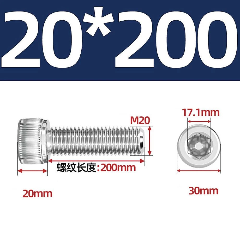 Socket Head Cap Screws – A2 Stainless Steel, M6 to M24, Hex Drive (DIN 912)