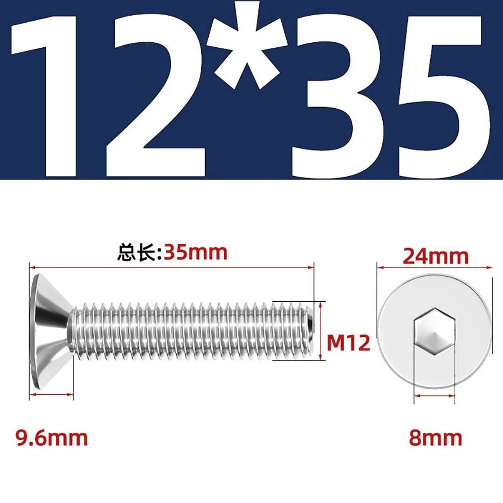 Countersunk Hex Socket Screws – A2 Stainless Steel, M2 to M16, DIN 7991, Fully Threaded