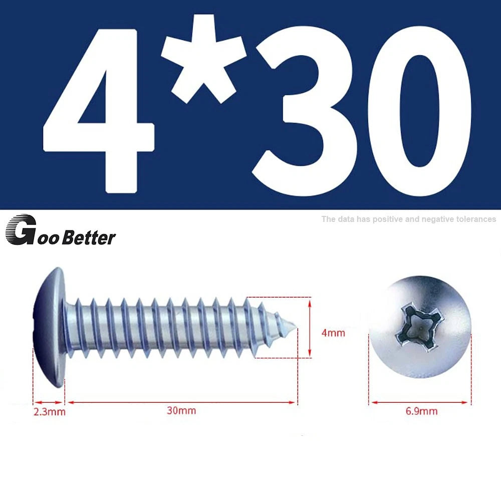M3 M4 M5 M6 Pan Head Self Tapping Screws – Zinc Plated Carbon Steel