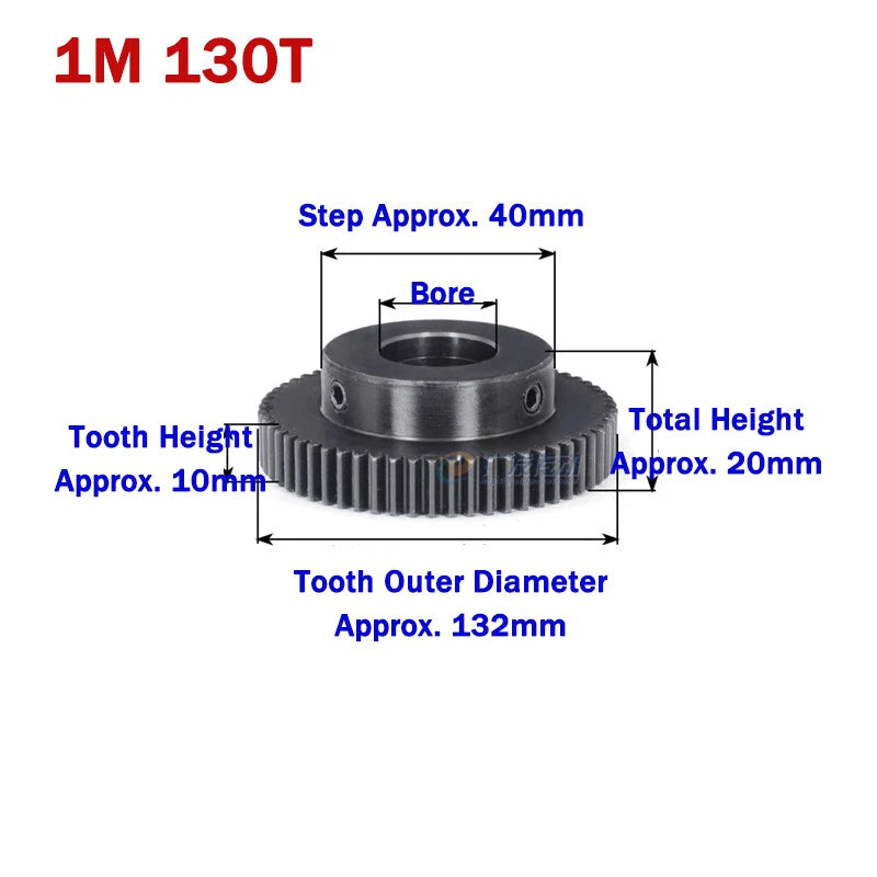 1 Module Spur Gears 45-150 Teeth 45# Steel Motor Transmission Gears Bore 6-30mm