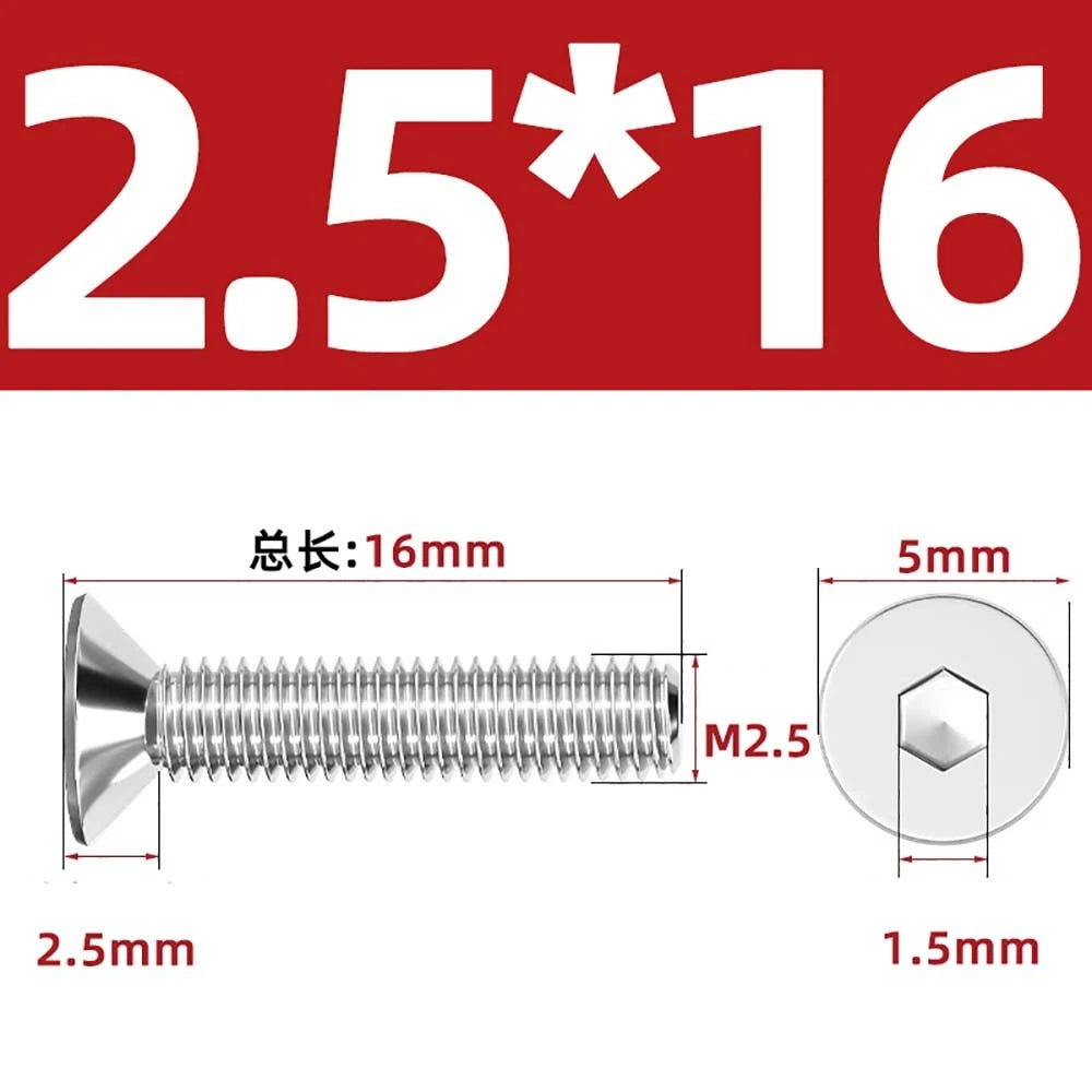 A4 Stainless Steel Countersunk Hex Socket Screws – Marine Grade, M2 to M16 (DIN 7991)