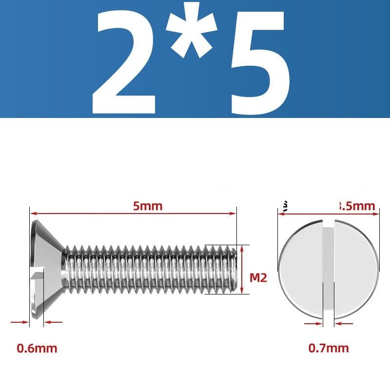 A2 Stainless Steel Slotted Countersunk Machine Screws — M1.6 to M10, Flat Head CSK Bolts - HomeDIYer