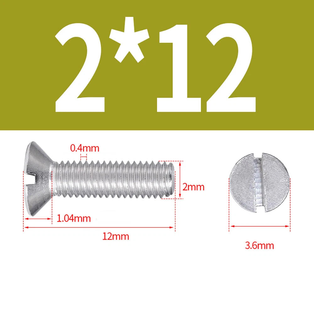 M1.6–M8 A2 Stainless Steel Flat Head Slotted Machine Screws | Countersunk Bolts