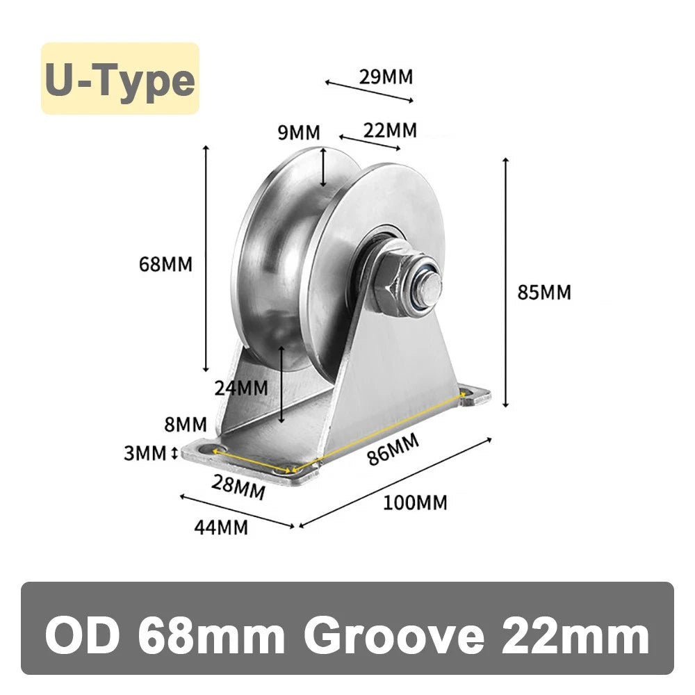Stainless Steel Pulley U V H Groove Shape Roller Wheels Idler Pulley Wheel Large