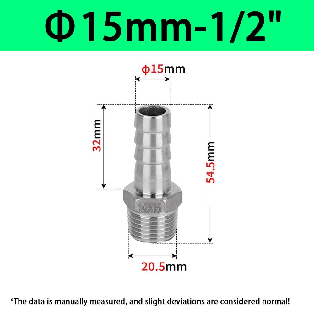 Male NPT Hose Barb Adapter Fittings – 316L Stainless Steel