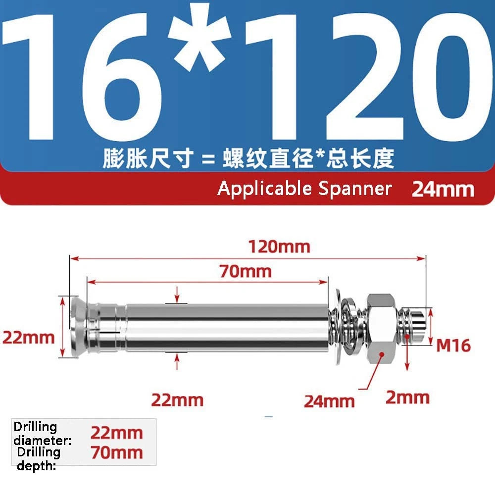 Stainless Steel Expansion Anchor Bolts — M8 to M20, 201 & 304, A/B Type