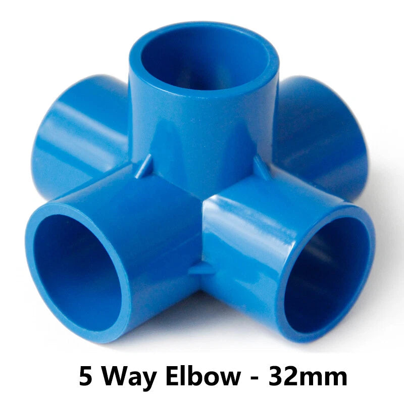 PVC 3 4 5 6-Way Elbow Connector Coupling Pipe Fittings Dia 20 25 32 40 50mm Blue