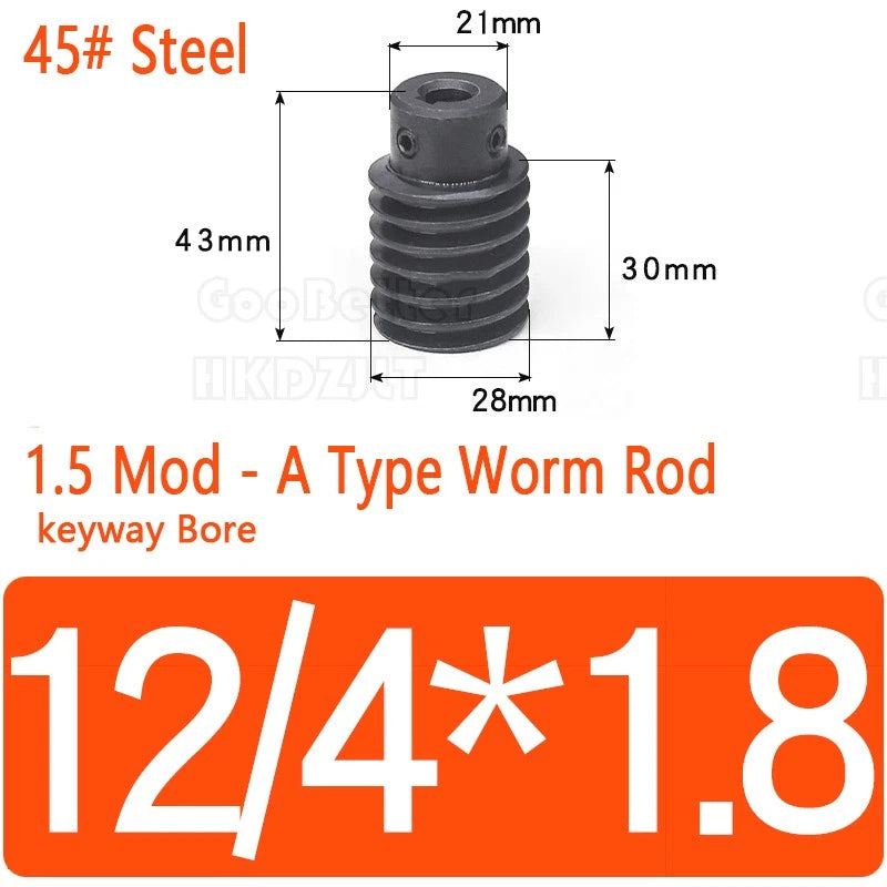 Mod 1.5 Worm Gear Wheel Brass Stainless 20 Tooth Worm Shaft 45# Steel Precision