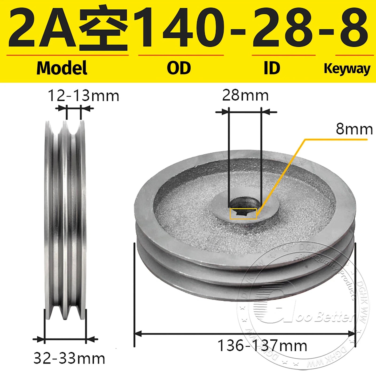 V-Belt Pulley Motor Pulleys Hollow 6-8mm Discs Dia Ø120-250mm For 2A Type Belts