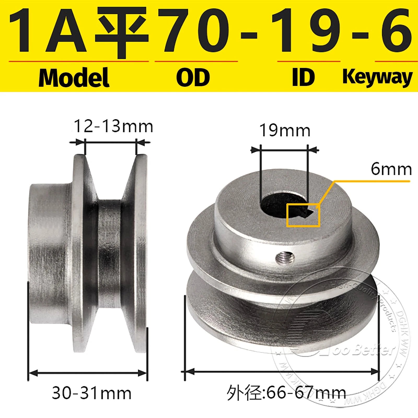 Cast Iron Drive Pulley Single Groove 1A Flat For A/V Belt Pulley OD 50mm-130mm