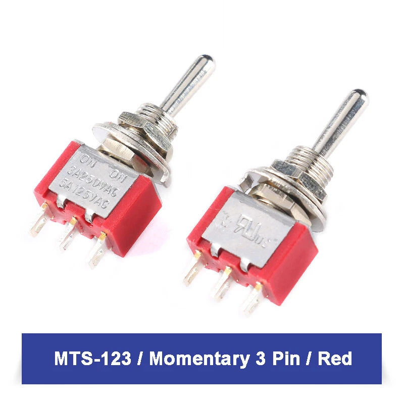 MTS Series Toggle Switch SPDT — 3/6/9/12 Pin, 2/3 Position, ON-ON & Momentary, AC 2A 250V 5A 120V