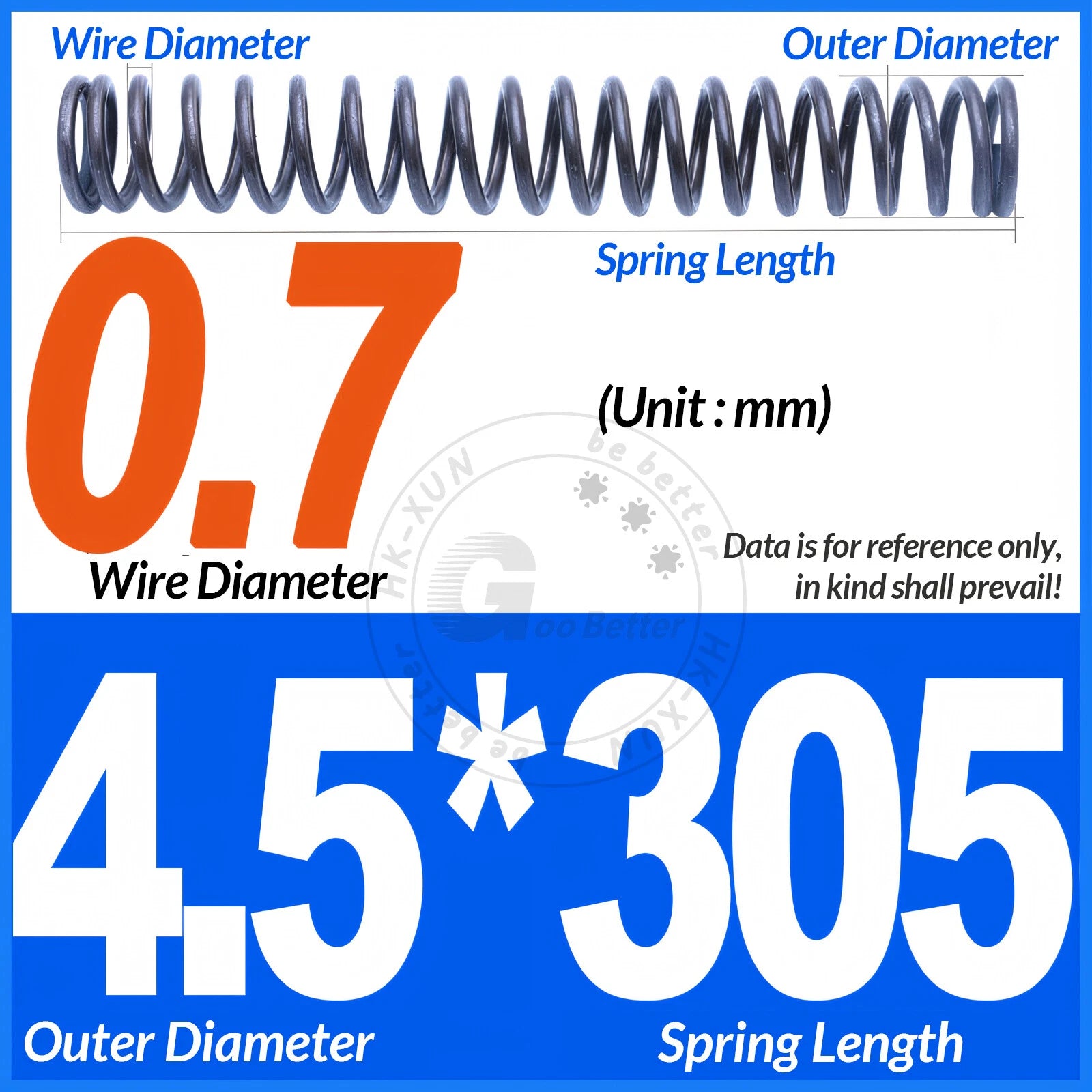 Length 305mm Compression Spring Pressure Springs OD 3-60mm Wire Dia 0.3mm-6.0mm