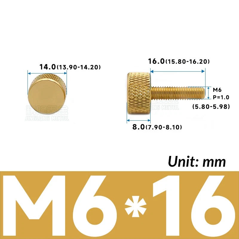 M6 Knurled Thumb Screws Aluminum Alloy DIY Hand Tighten Grip Knob Adjustmen Bolt