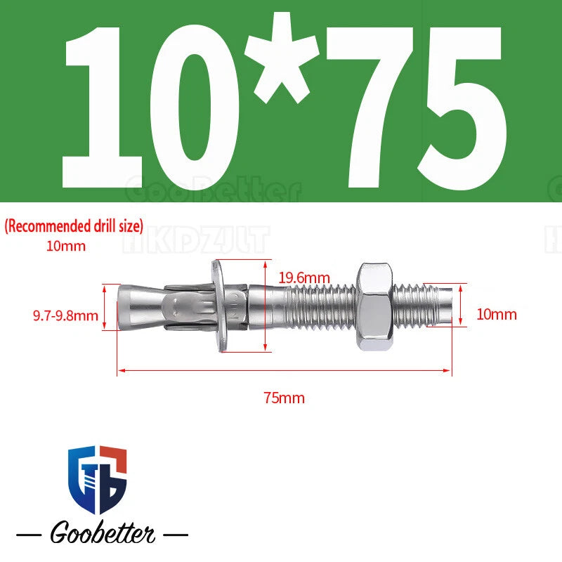 Stainless Steel Through Anchor Bolts — M6 M8 M10 M12 M16 Expansion Bolt