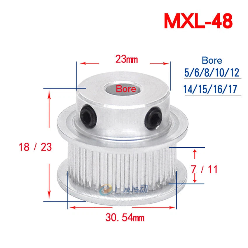 MXL 14-60T Timing Belt Pulley Pitch 2.032mm CNC Drive Pulleys Tooth Width 7mm