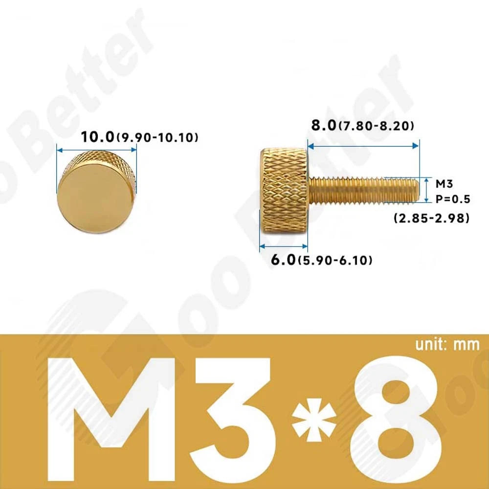 M3 M4 Knurled Thumb Screws – Aluminum Alloy Flat Head Hand Knob Bolts