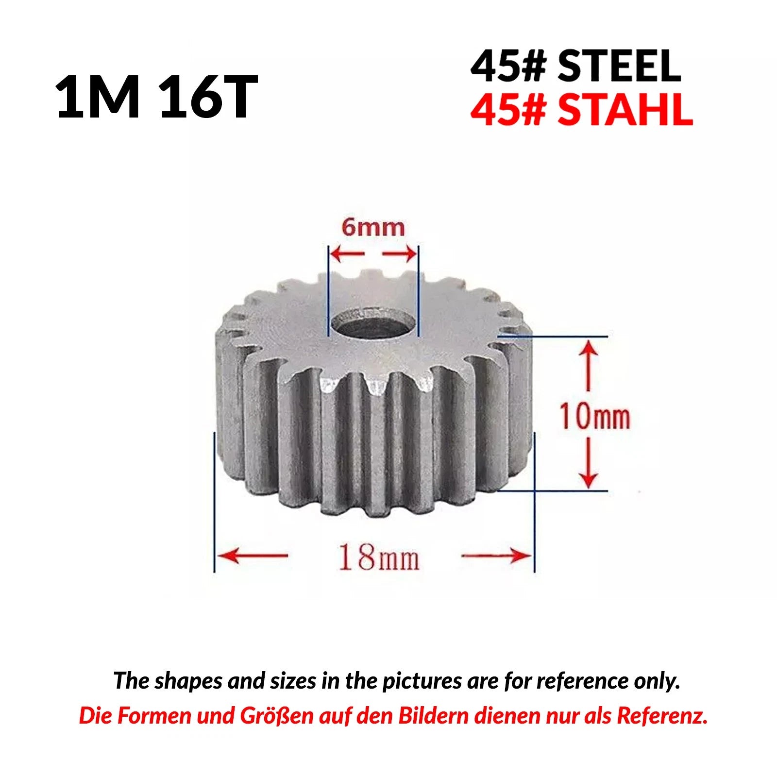 1/1.5/2 Mod 12T-150T Spur Gear 45# Steel Pinion Gear Thickn10-20mm Transmission