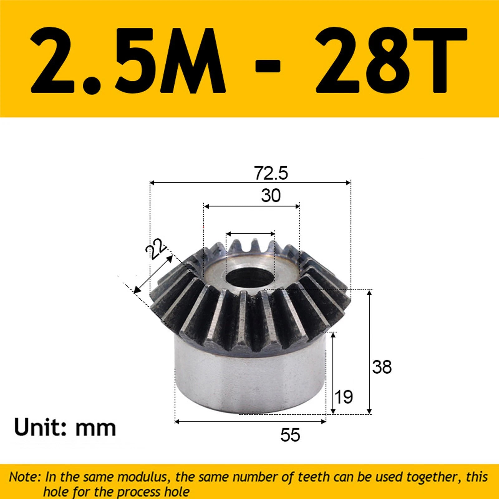 2.5 Module Steel Umbrella Tooth Bevel Gear Helical Motor Gear 15-30 Tooth
