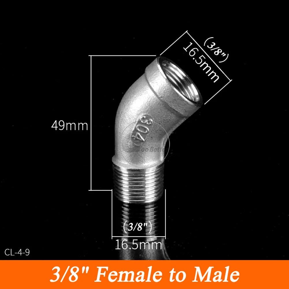 45° BSPT Threaded Elbow Pipe Fittings — A2 Stainless Steel, 1/8" to 4", Female & Female-to-Male