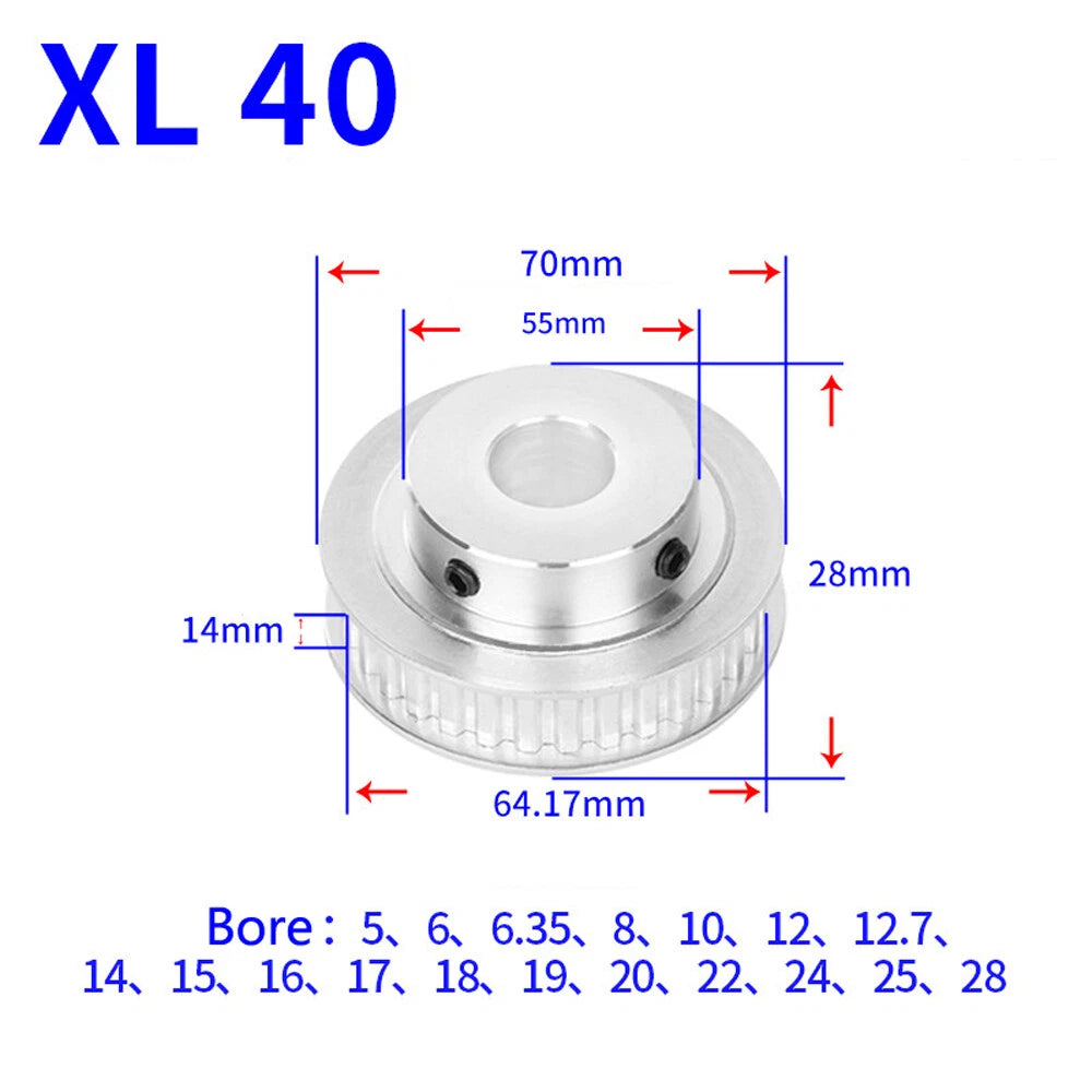 XL 15T-60T Timing Belt Pulley Pitch 5.08mm With Keyway Drive Pulleys Width 14mm