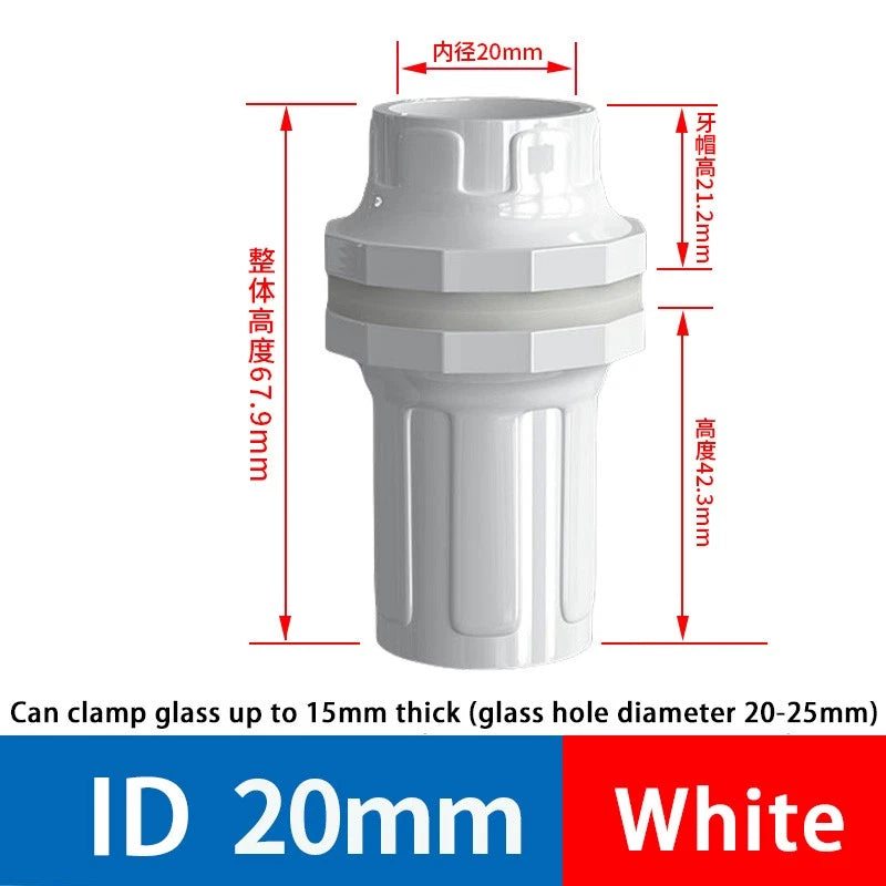 PVC Aquarium Elbow 90° Threads Tank Filter Connection Water Fittings ID 20-50mm