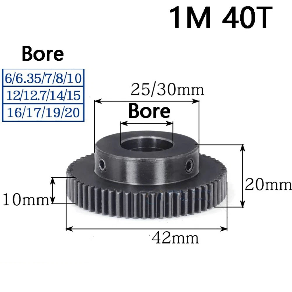 1 Mod 10T-100T Precision Spur Pinion Gear With Step 45# Steel Motor Gear x 1Pcs