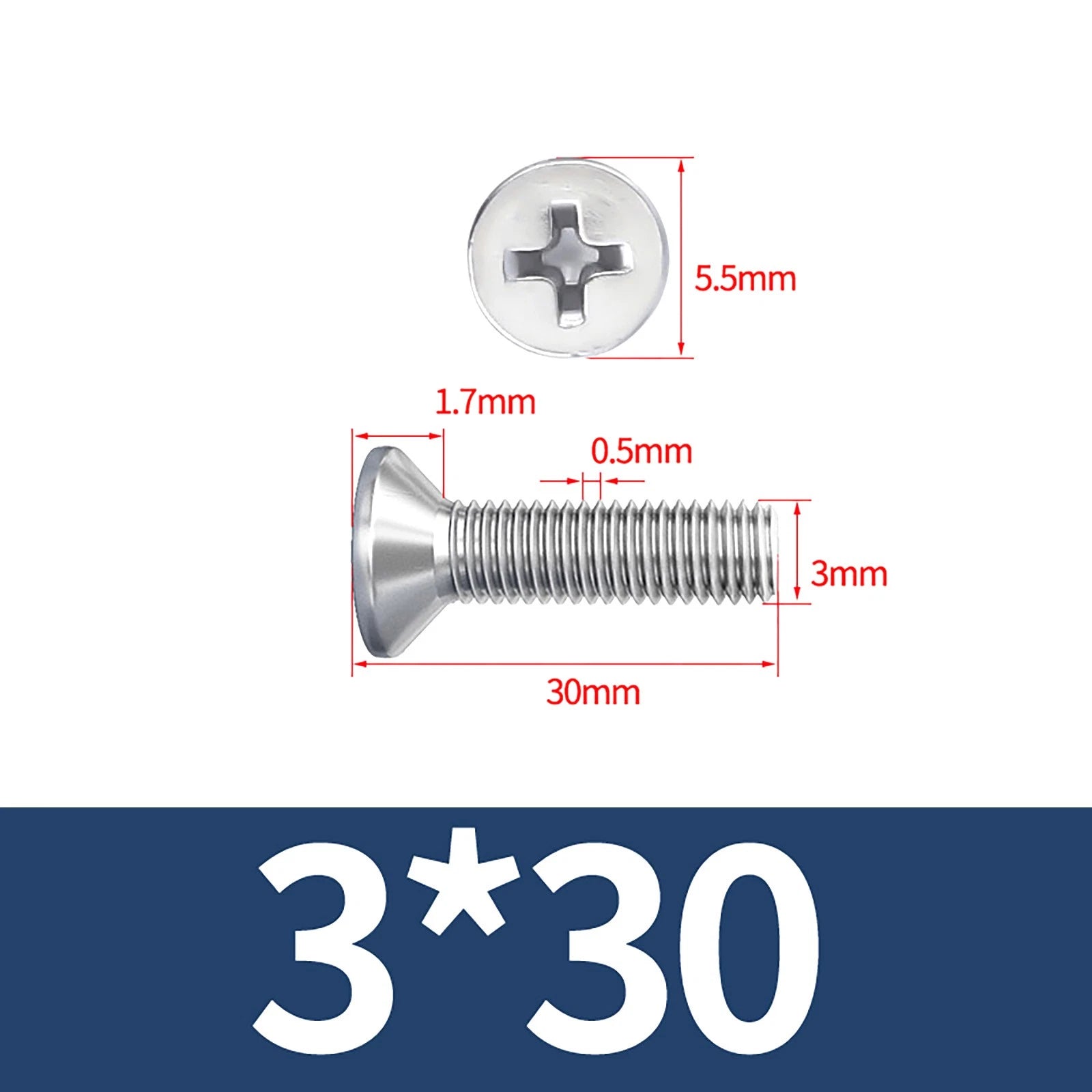 M3–M10 Phillips Countersunk Machine Screws – A2 Stainless Steel, Flat Head, Fully Threaded (3–100mm Overall Length)