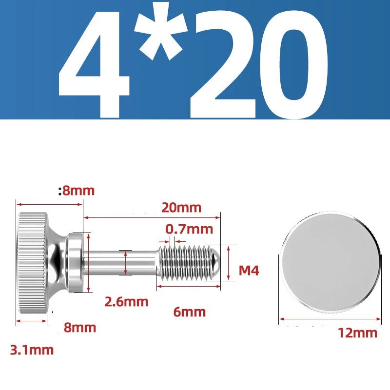 Knurled Thumb Screws Stainless Steel — M2 M2.5 M3 M4 M5 M6 M8 M10 Hand Knob Bolts
