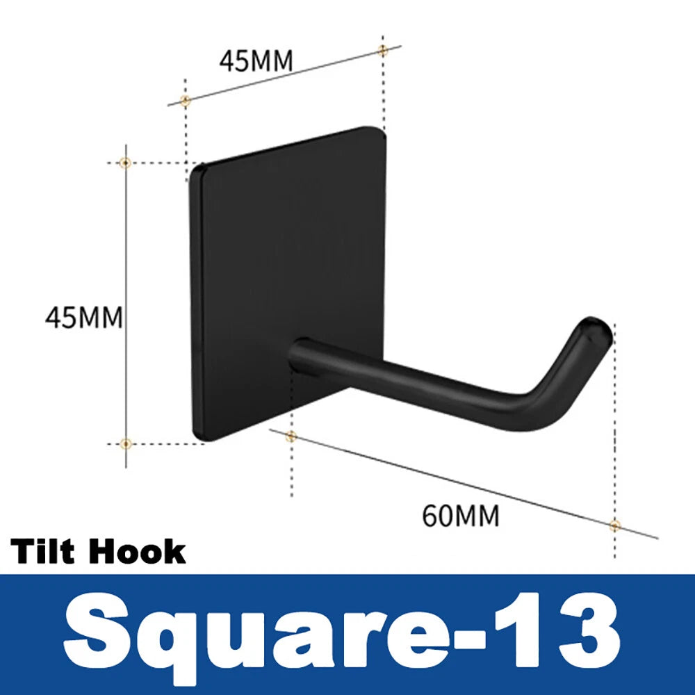 Stainless Steel Black Sticky Hooks Wall Mounted Self Adhesive Hook Round/Square