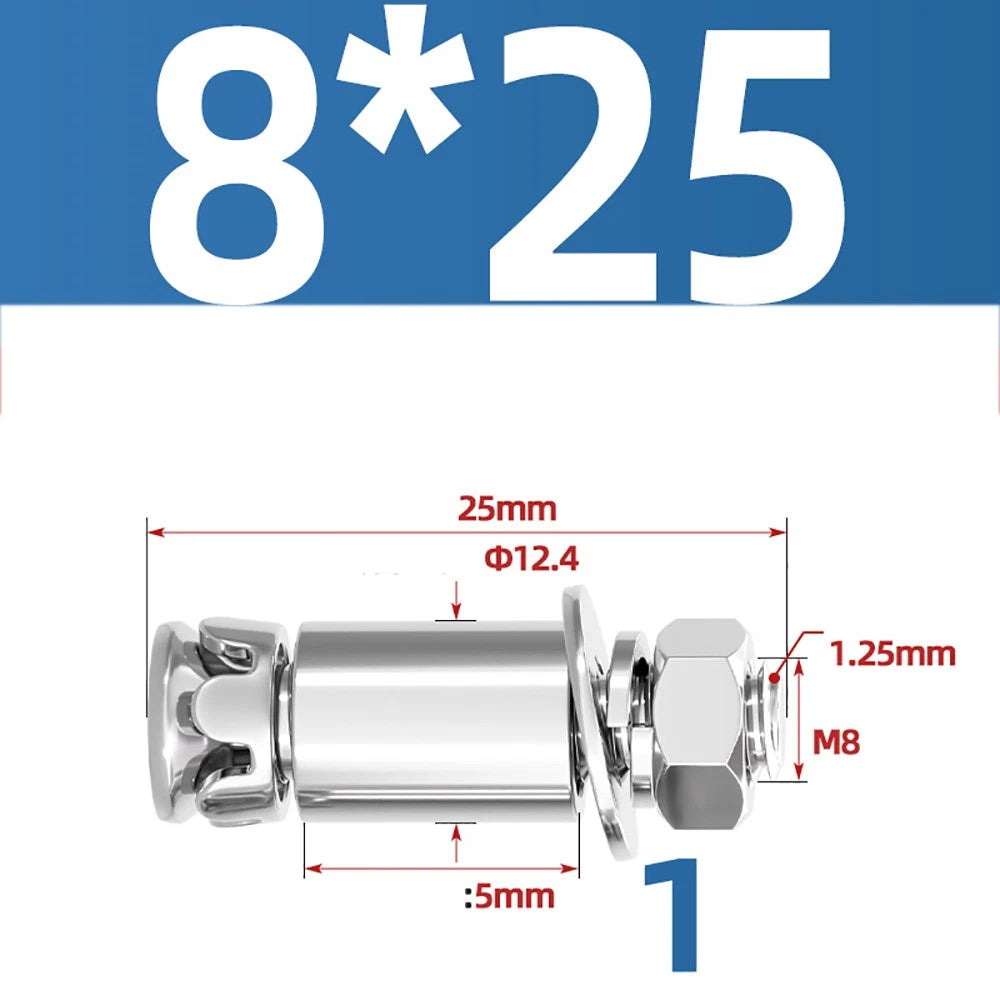 M6 M8 Stainless Steel Expansion Bolts for Marble & Concrete — 304 / 201 SS, 20–40mm