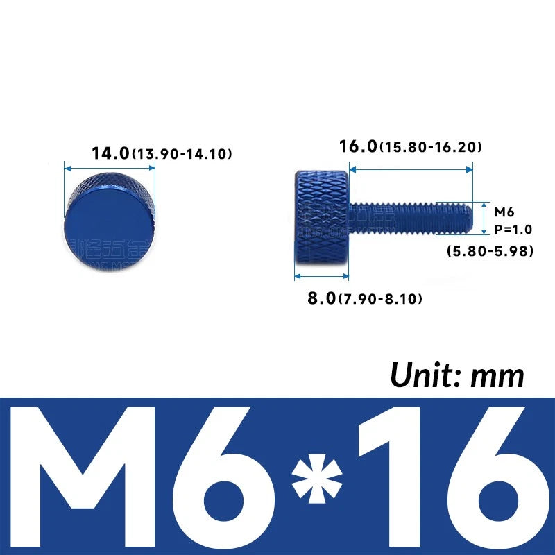 M6 Knurled Thumb Screws Aluminum Alloy DIY Hand Tighten Grip Knob Adjustmen Bolt