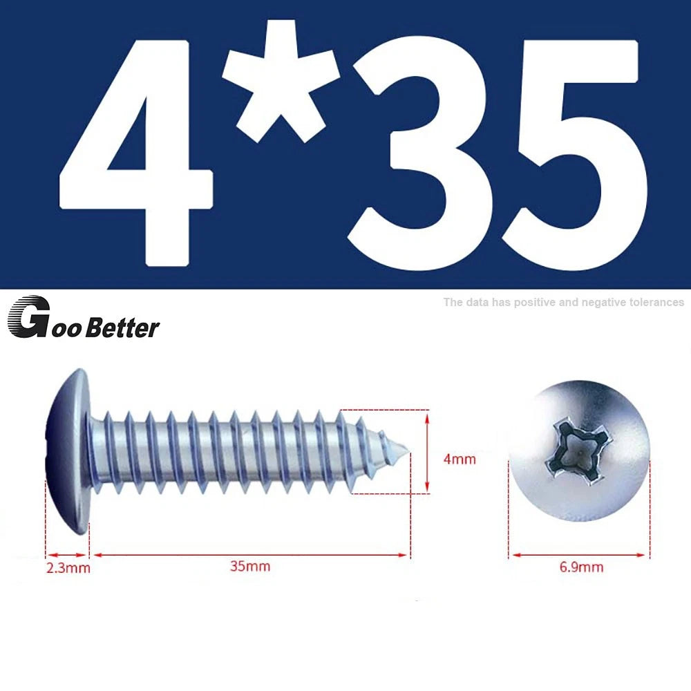 M3 M4 M5 M6 Pan Head Self Tapping Screws – Zinc Plated Carbon Steel