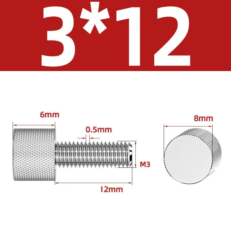 Knurled Thumb Screws A2 Stainless Steel — Flat Head Thumbscrew Bolts M2 M2.5 M3 M4 M5 M6 M8