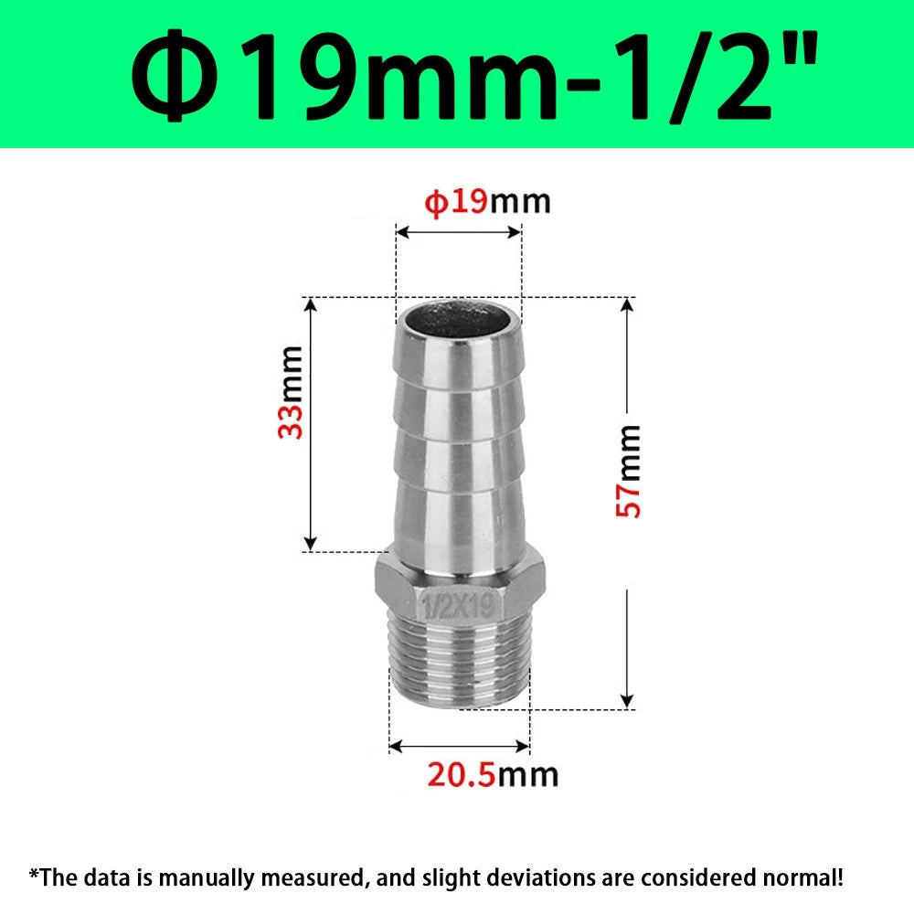 Male NPT Hose Barb Adapter Fittings – 316L Stainless Steel