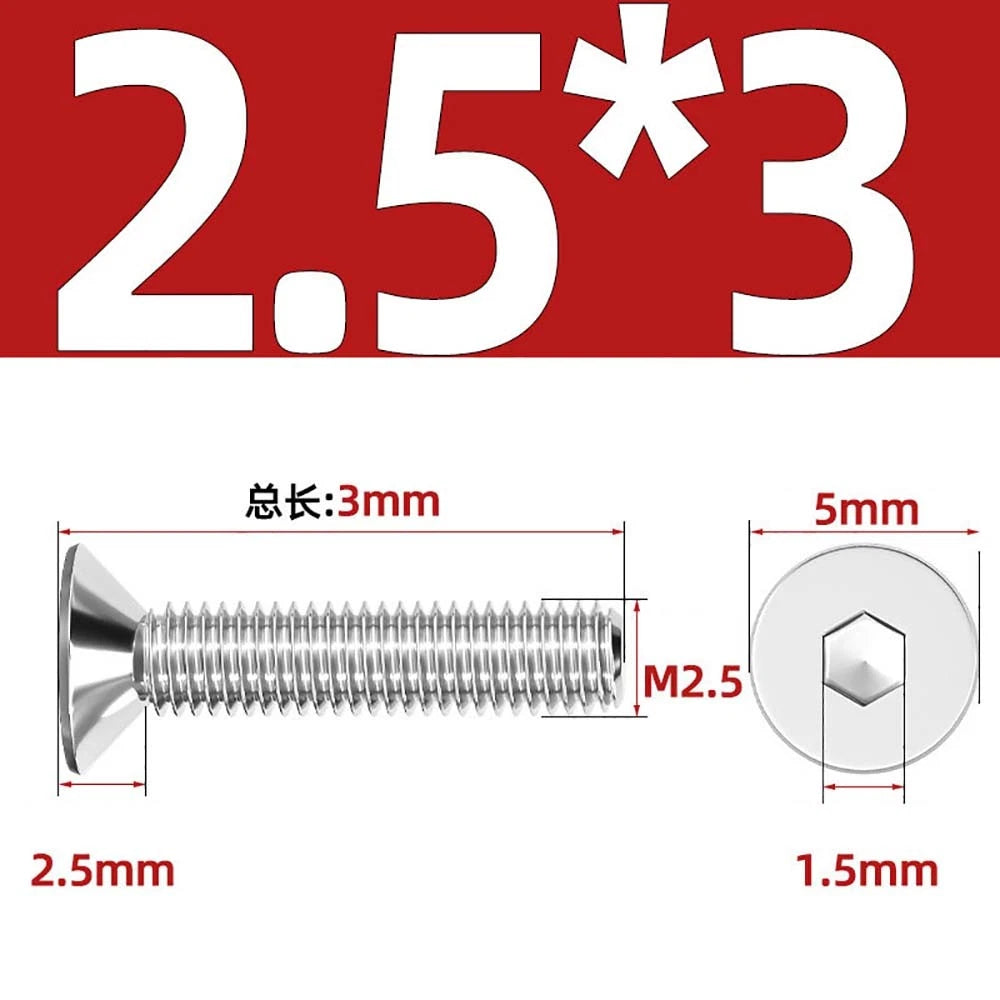 Countersunk Hex Socket Screws – A2 Stainless Steel, M2 to M16, DIN 7991, Fully Threaded