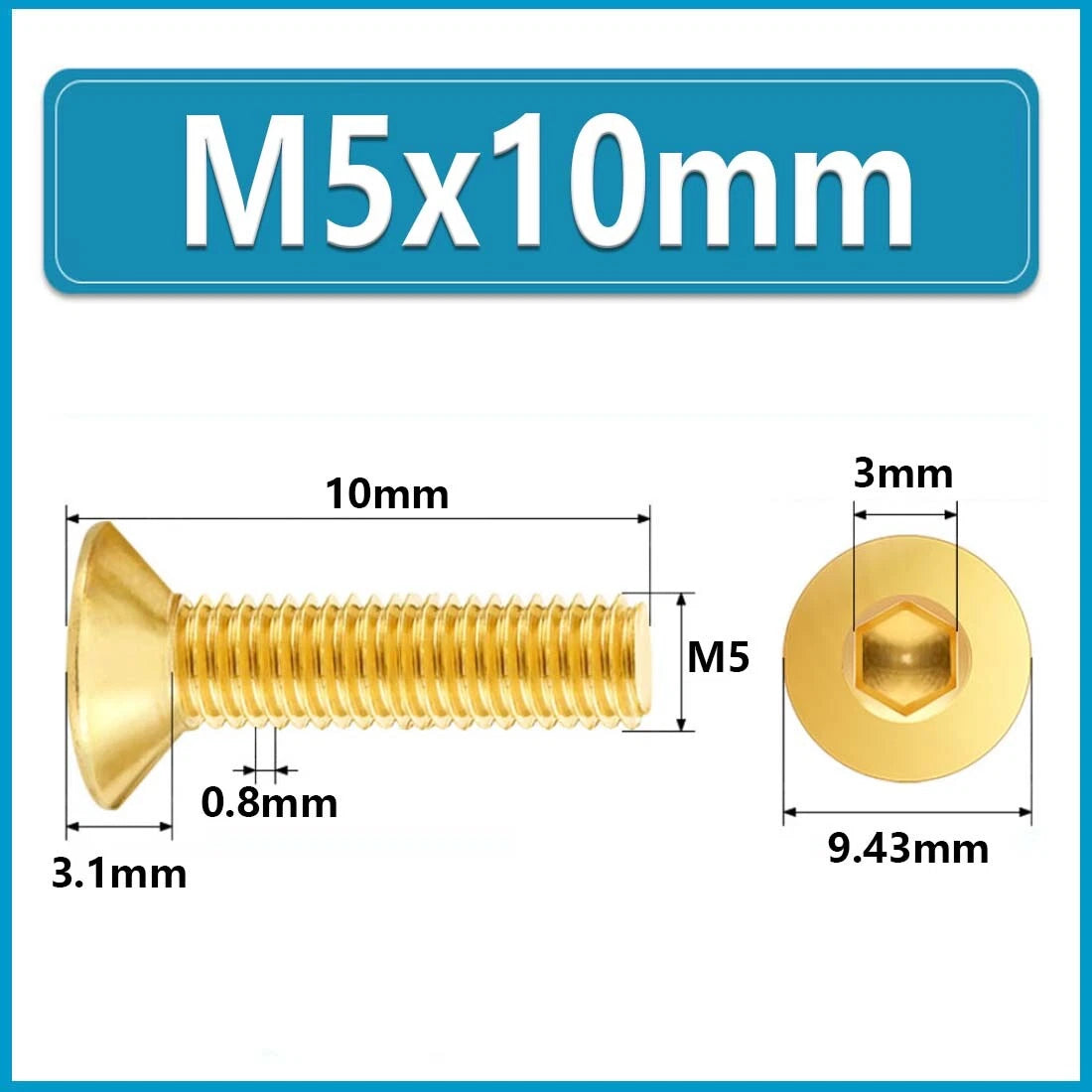 Solid Brass Hex Socket Countersunk Machine Screws – M3 to M12, Allen Drive, Flat Head (8–50mm)