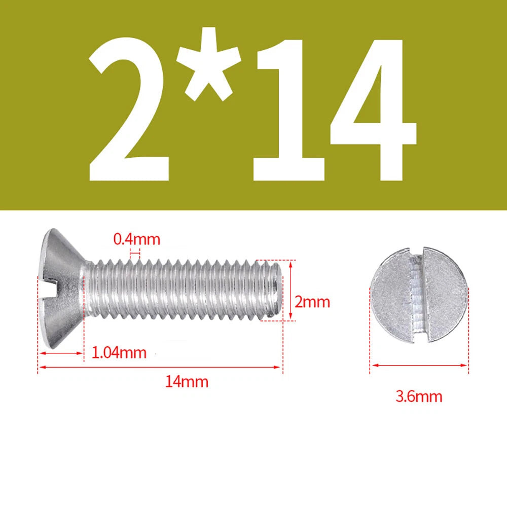 M1.6–M8 A2 Stainless Steel Flat Head Slotted Machine Screws | Countersunk Bolts