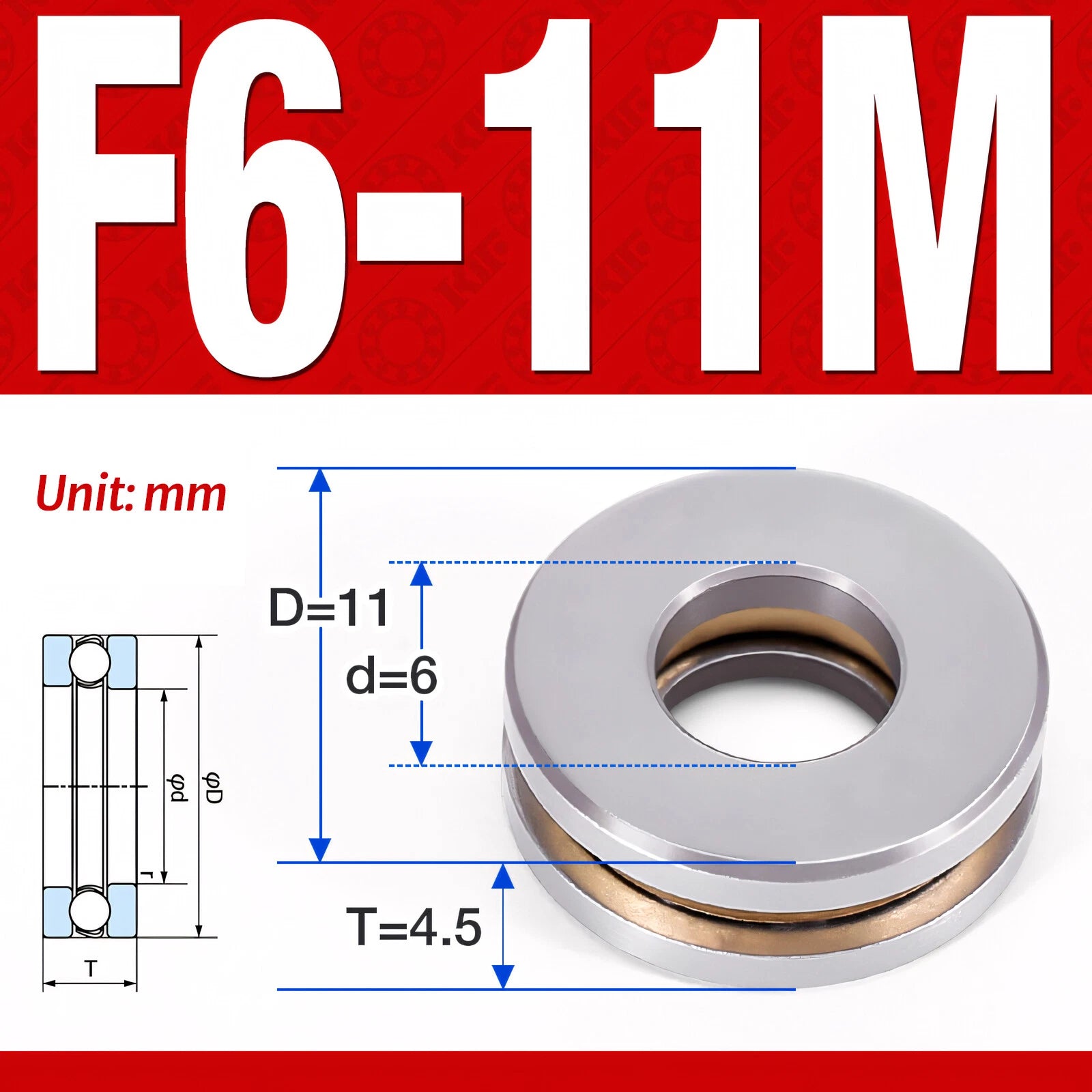Plane Axial Ball Bearing Thrust Bearings F2-6M - F13-22M- 51100 - 51413 Series