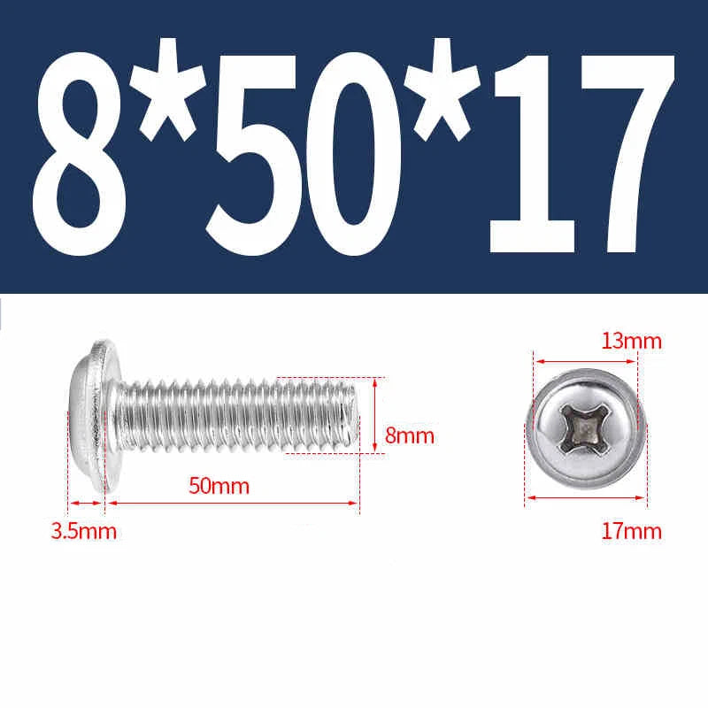 Phillips Flanged Pan Head Machine Screws – 304 / 316 Stainless Steel, Built‑in Washer (3–60mm Lengths)