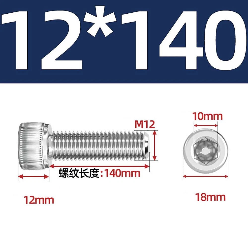 Socket Head Cap Screws – A2 Stainless Steel, M6 to M24, Hex Drive (DIN 912)
