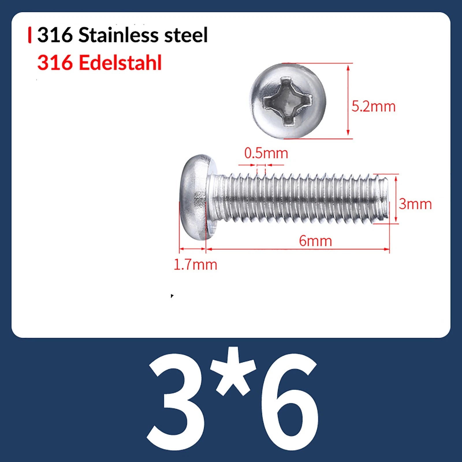 M2 M3 M4 M5 M6 M8 A4 Stainless Steel Phillips Pan Head Machine Screws – DIN 7985, Fully Threaded (4–80mm)
