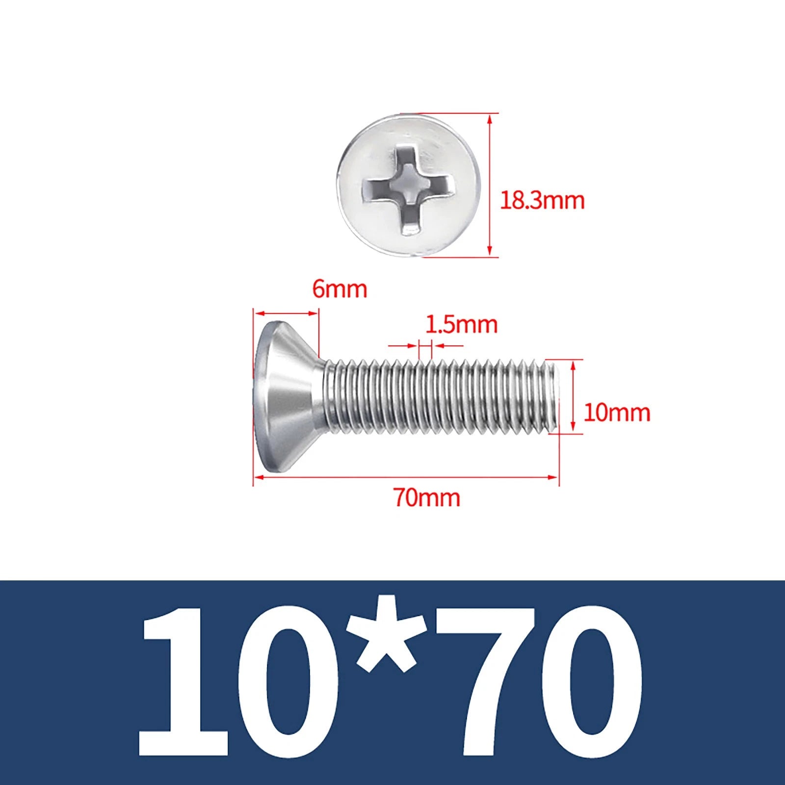 M3–M10 Phillips Countersunk Machine Screws – A2 Stainless Steel, Flat Head, Fully Threaded (3–100mm Overall Length)