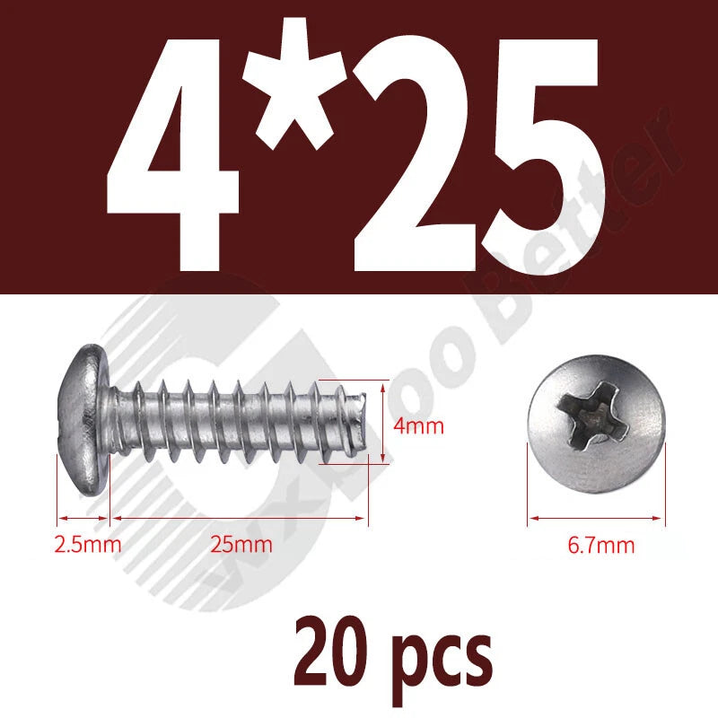 Pan Head Sheet Metal Screws Metric M1~M6 A2 Stainless Steel Sheet Metal Screws
