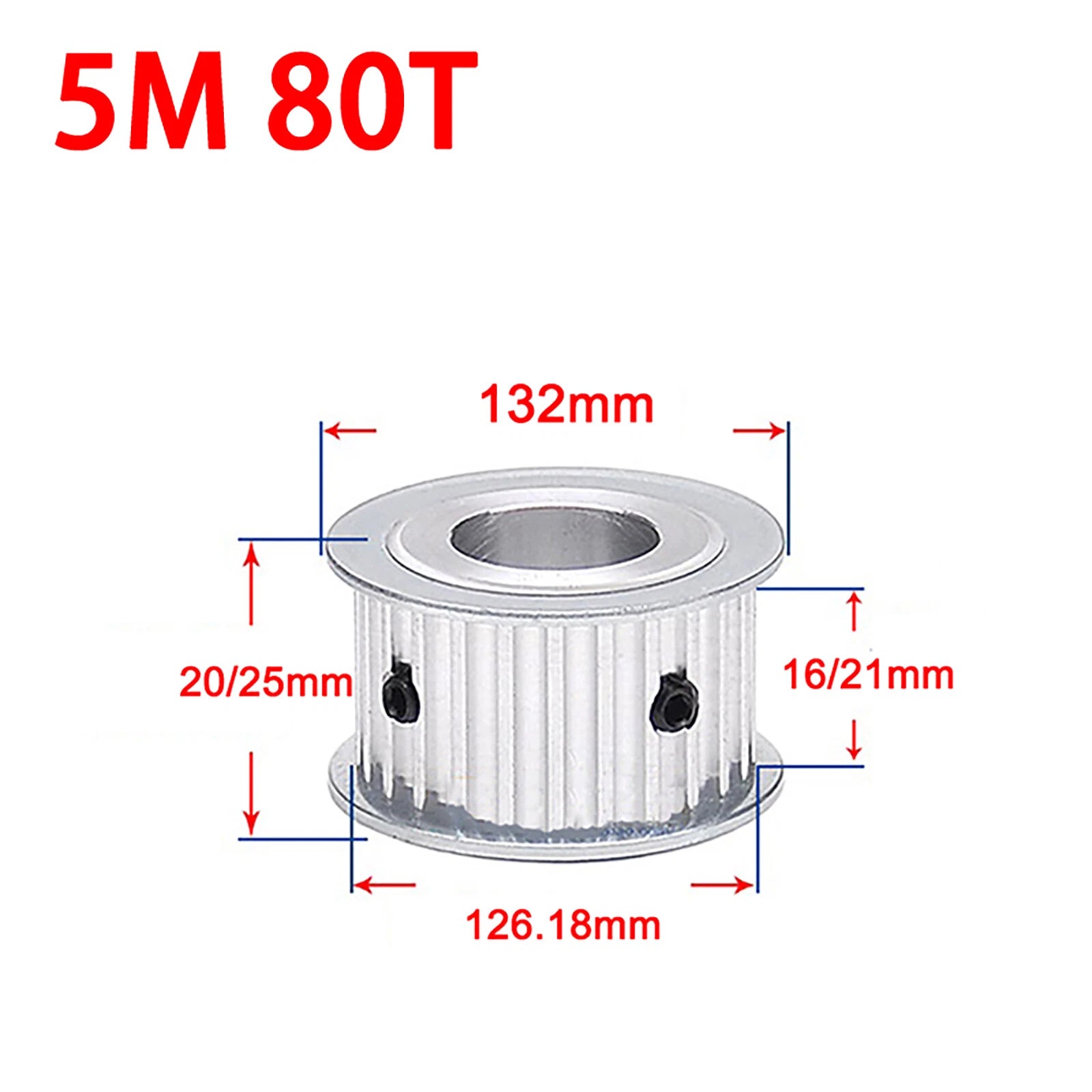 5M Timing Belt Pulley Drive Pulley Through Hole 10T -100 Tooth 21mm Width For 3D