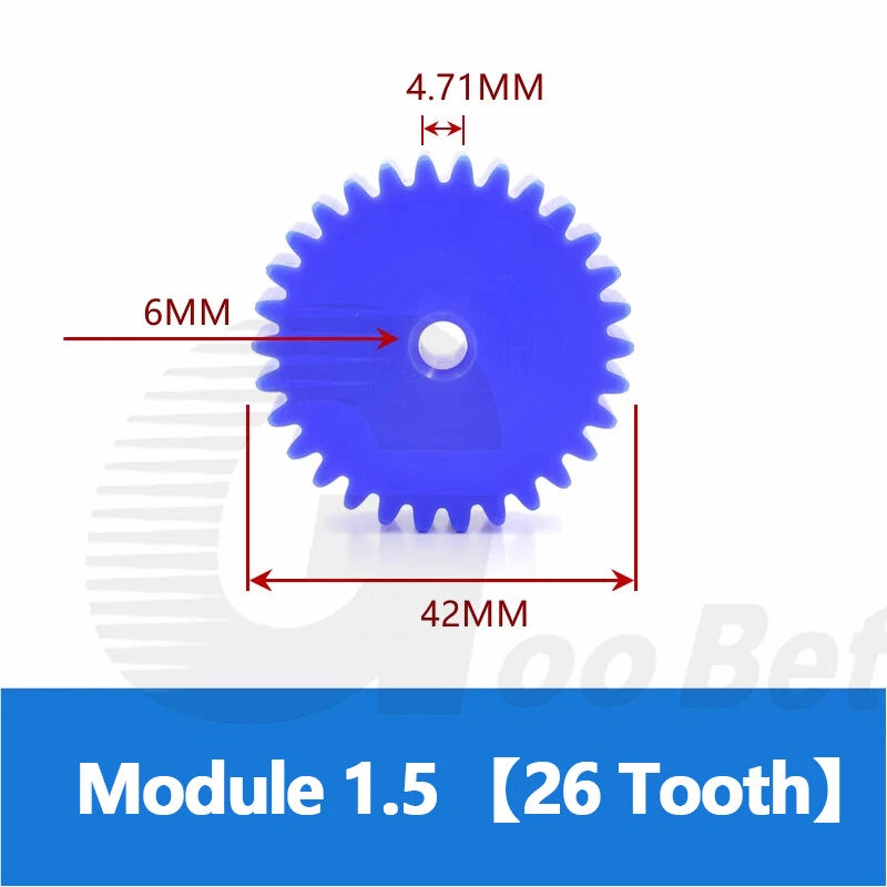 Nylon Spur Gear 12-100 Tooth Module 1.5 2 3 Pinion Motor Gear Flat Plastic Blue