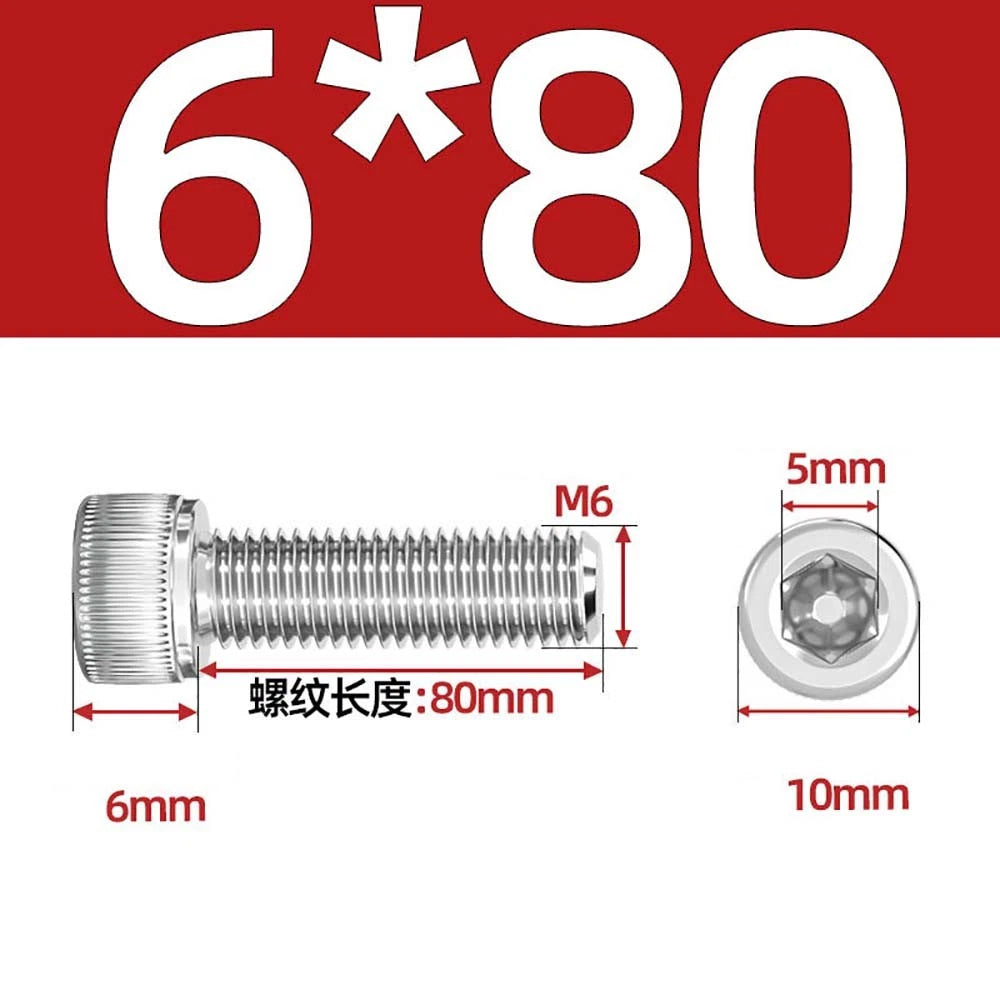 Socket Head Cap Screws – A2 Stainless Steel, M6 to M24, Hex Drive (DIN 912)